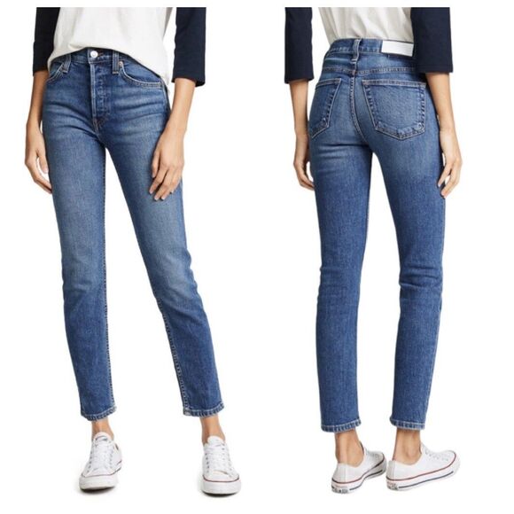 Re/Done 90s High Rise Ankle Crop Comfort Low Stretch Denim Jeans Women’s 27 - Picture 1 of 14